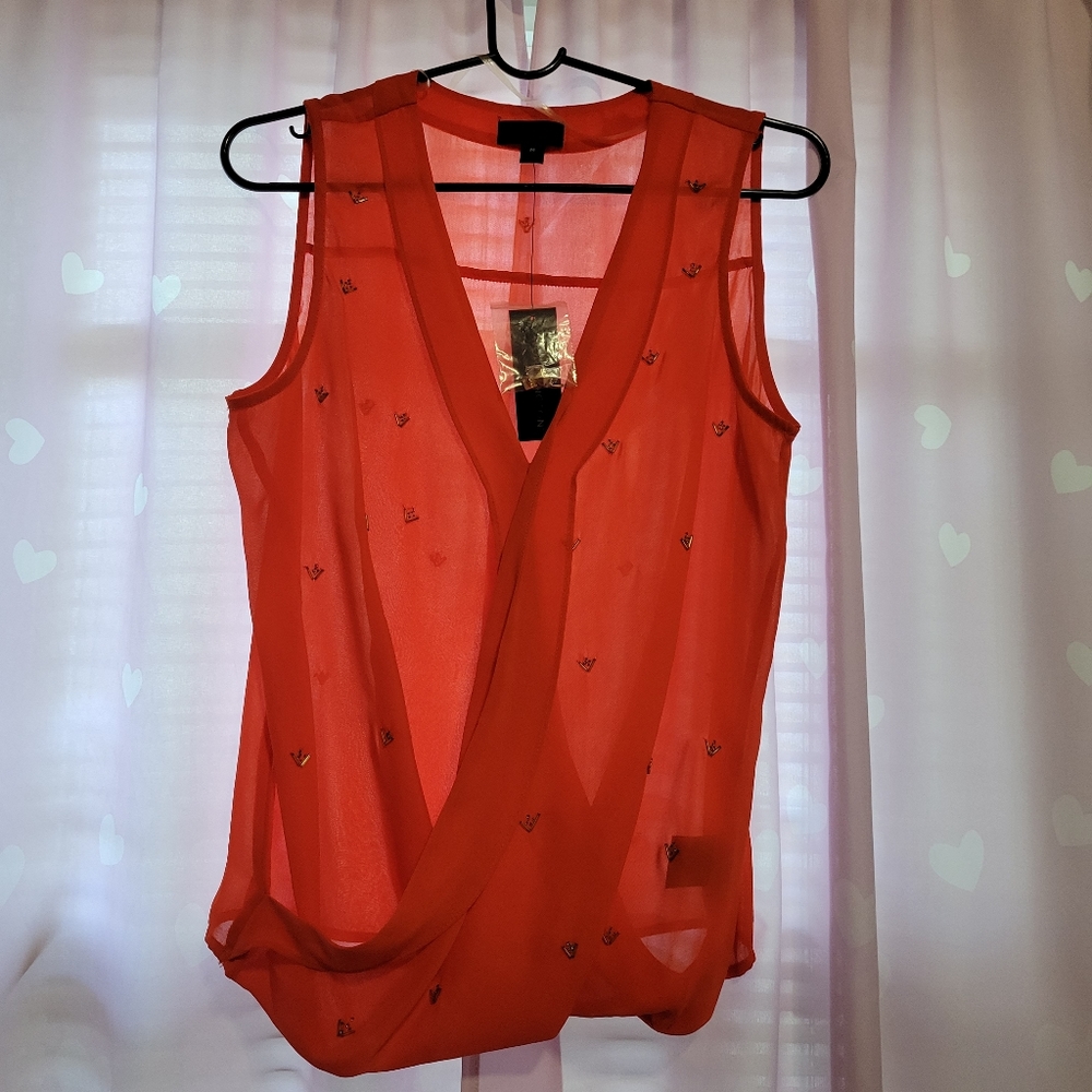 NWT Sheer Embroidered Top